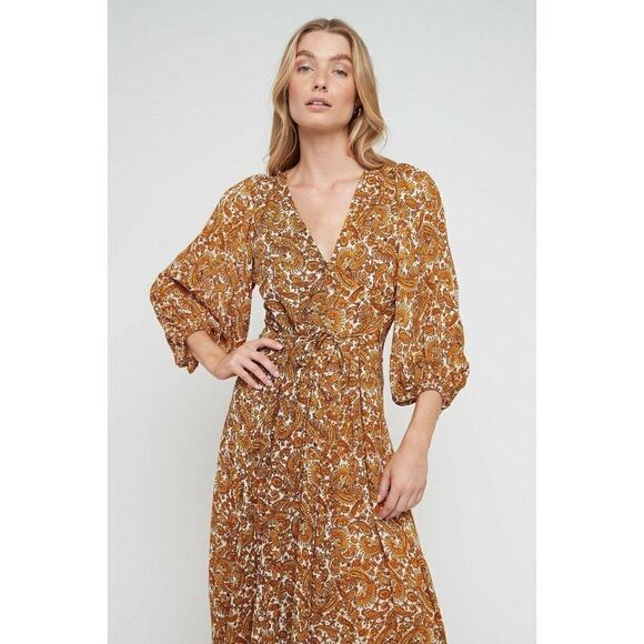 NWT FAITHFULL THE BRAND Sz 6 M NERISA MIDI DRESS IN LA MEDINA PAISLEY PRINT - Picture 6 of 9